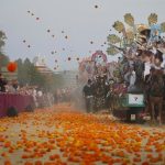 Una Batalla de Flores "única" en el mundo tiñe de color la Alameda de València con millones de clavelones como munición