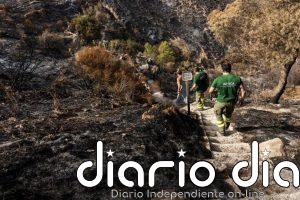 Unos 20 efectivos y dos autobombas trabajan en la noche de este jueves en el remate del incendio de Almería