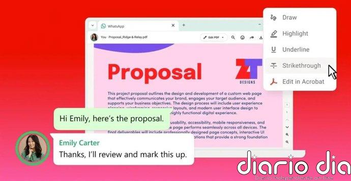 WhatsApp permite abrir documentos pdf y realizar anotaciones en ellos sin salir del chat