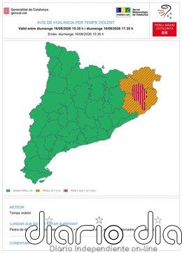 6 comarcas de Girona, en alerta por tiempo violento este domingo por la tarde