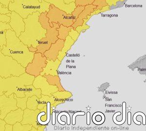 Aemet amplía el aviso naranja por lluvia y tormentas a varias zonas de Valencia y el interior sur de Castellón