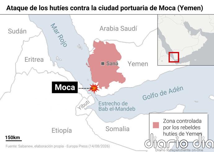 Al menos cuatro muertos por un ataque de los hutíes contra la ciudad portuaria de Moca, en el sur de Yemen