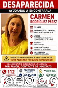 Alertan de la desaparición de una mujer de 79 años con Alzhéimer en Atarfe (Granada)