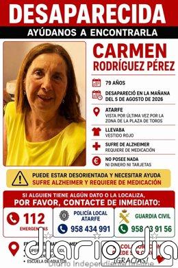 Alertan de la desaparición de una mujer de 79 años con Alzhéimer en Atarfe (Granada)