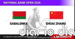 Aryna Sabalenka - Shuai Zhang, en directo hoy: sigue el partido de National Bank Open