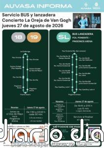 Auvasa prestará servicio de lanzadera desde Poniente para el concierto de La Oreja de Van Gogh y el Cosquín Rock