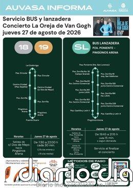 Auvasa prestará servicio de lanzadera desde Poniente para el concierto de La Oreja de Van Gogh y el Cosquín Rock