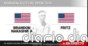 Brandon Nakashima - Taylor Fritz, en directo hoy: sigue el partido de Mubadala Citi DC Open