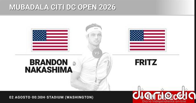 Brandon Nakashima - Taylor Fritz, en directo hoy: sigue el partido de Mubadala Citi DC Open