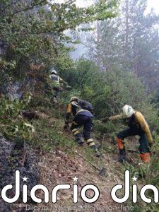 Continúan las labores de extinción del incendio forestal declarado en el entorno de la peña Gazpar, en Urzainki