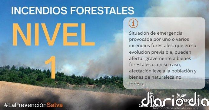 Cuatro medios aéreos trabajan en el incendio iniciado en El Recuenco (Guadalajara), que sube a Nivel 1