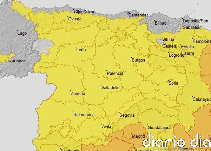 CyL afronta un viernes con avisos amarillos por calor, lluvias y tormentas en varias provincias y máximas de hasta 39ºC