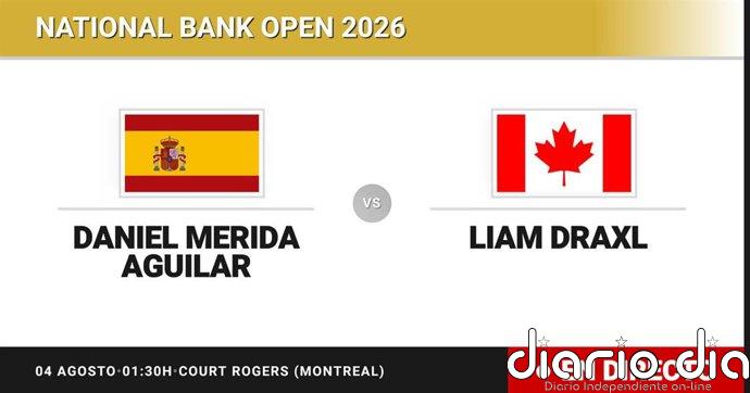 Daniel Merida Aguilar - Liam Draxl, en directo hoy: sigue el partido de National Bank Open