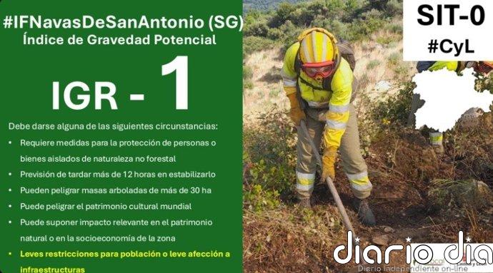 Declarado de gravedad 1 un fuego en Navas de San Antonio (Segovia) con 25 medios desplegados