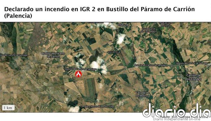 Declarado un incendio de gravedad potencial 2 en Bustillo del Páramo de Carrión (Palencia)