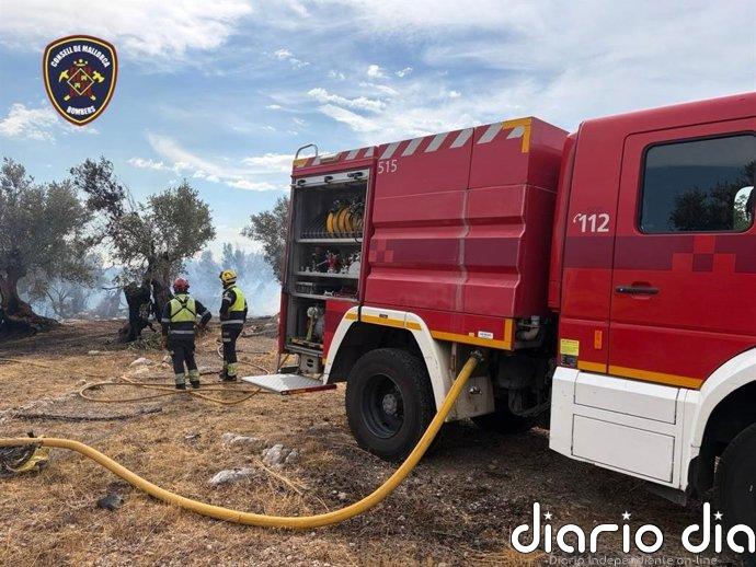 Declarado un incendio forestal cerca de la carretera de Manacor hacia Sant Llorenç