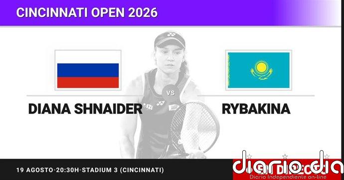 Diana Shnaider - Elena Rybakina, en directo hoy: sigue el partido de Cincinnati Open