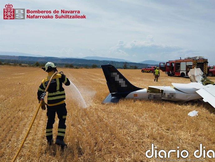 Dos heridos al estrellarse una avioneta en Viana, uno de ellos ingresado en el San Pedro