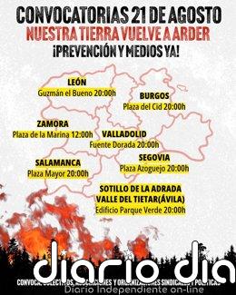 El colectivo 'Nuestra tierra vuelve a arder' se moviliza el viernes en CyL por Cartel de las movilizaciones.