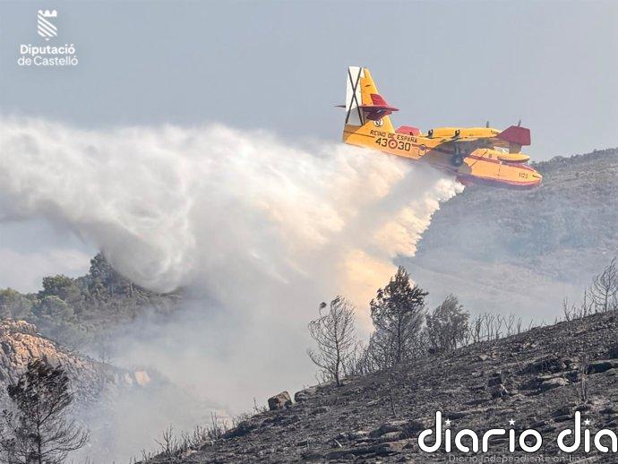 El fuego de Segorbe afecta a 423 hectáreas de superficie en un perímetro de 11,4 kilómetros