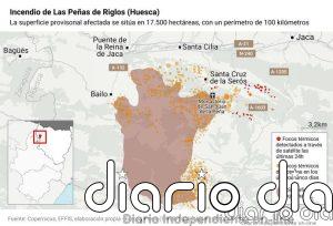 El incendio de Las Peñas de Riglos (Huesca) evoluciona favorablemente tras arder 17.500 hectáreas