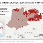 El incendio de Niebla (Huelva) "empeora" en la zona de Aznalcóllar (Sevilla) y avanza hacia El Campillo y Madroñalejo