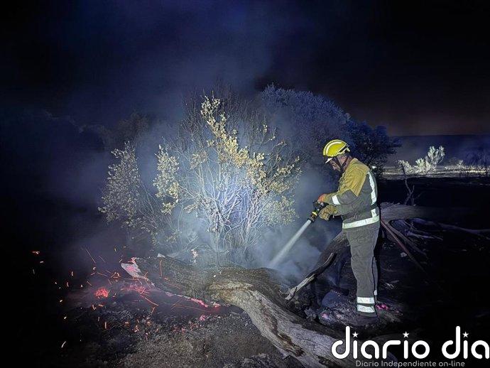 El incendio en Aldea del Fresno presenta una "evolución positiva" durante la noche