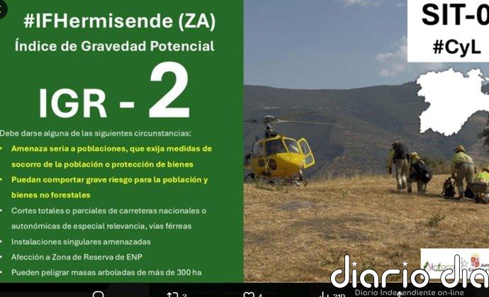Elevan a nivel 2 de gravedad La Tejera (Zamora) por riesgo para la población