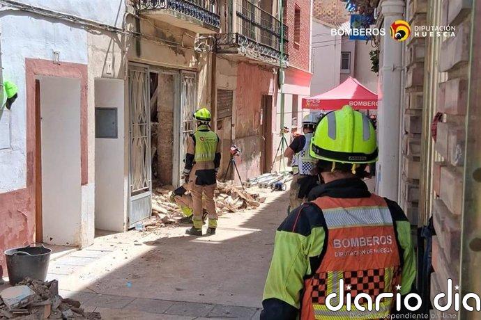 Fallece un trabajador en el derrumbe de un edificio en Sariñena (Huesca)