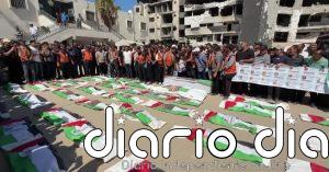 Funeral en Gaza por 50 palestinos cuyos cuerpos fueron encontrados bajo los escombros tras un ataque de Israel