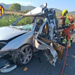 Herida por traumatismo torácico una mujer tras sufrir un accidente de tráfico en la A-7 a la altura de Aielo de Malferit