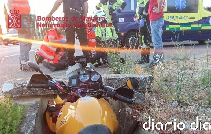 Herido un motorista al caer a una acequia en Olite
