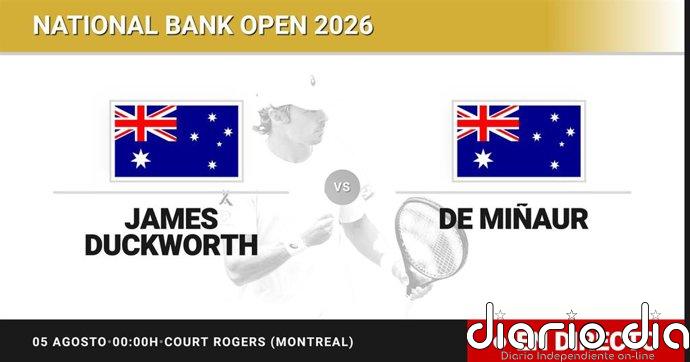 James Duckworth - Alex de Minaur, en directo hoy: sigue el partido de National Bank Open