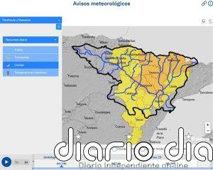 La CHE advierte de posibles crecidas súbitas en cauces menores y barrancos por riesgo de lluvias intensas