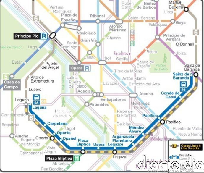 La Línea 6 de Metro cierra el fin de semana entre Sainz de Baranda y Laguna y habrá autobuses gratuitos de la EMT