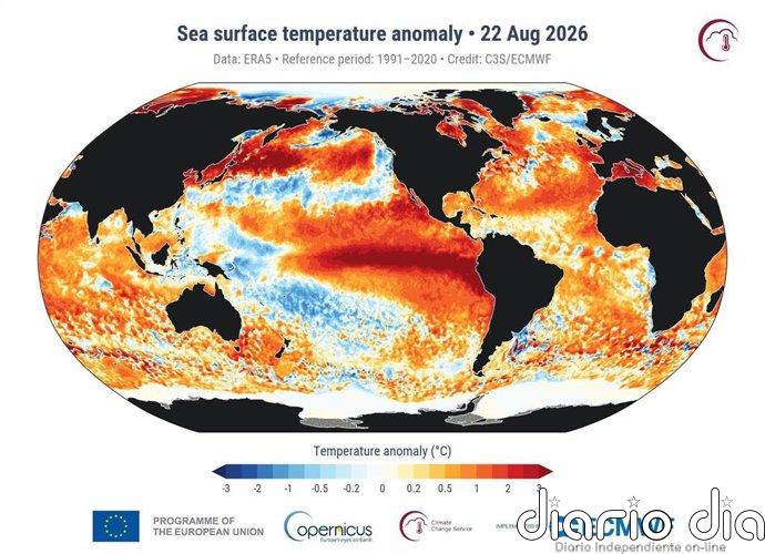 La temperatura media diaria de la superficie del mar registra nuevo récord, 21,1ºC, según Copernicus