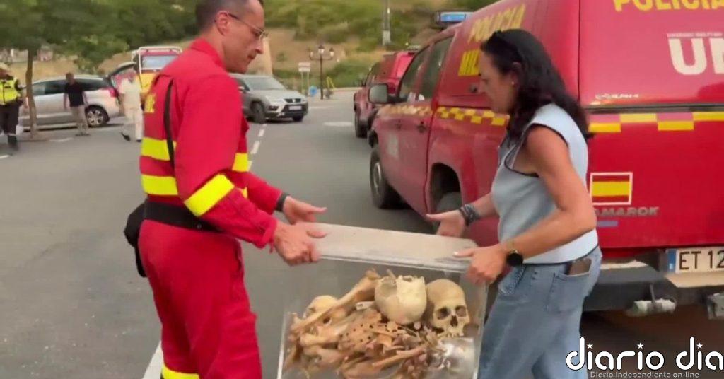La UME y la Guardia Civil evacúan los bienes históricos del Monasterio de San Juan de la Peña ante la cercanía del fuego