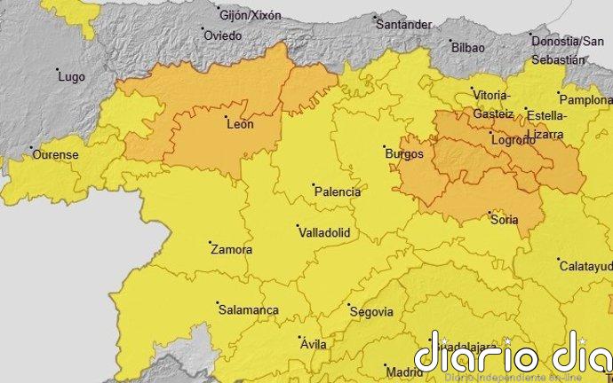 Las lluvias y tormentas pondrán en aviso naranja este sábado a Burgos, León, Palencia y Soria