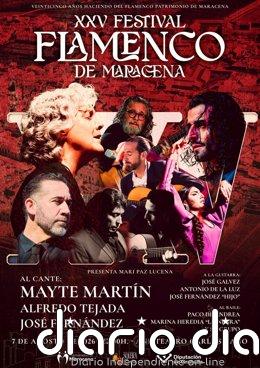 Maracena (Granada) celebra el viernes el XXV Festival Flamenco con un cartel encabezado por Mayte Martín Cartel del XXV Festival Flamenco de Maracena que se celebra el viernes 7 de agosto en el anfiteatro de la ciudad granadina.