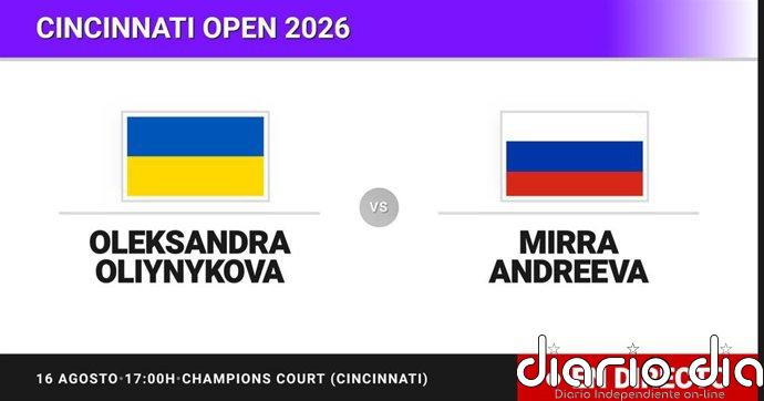 Oleksandra Oliynykova - Mirra Andreeva, en directo hoy: sigue el partido de Cincinnati Open