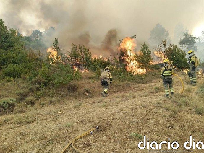 Peña Oroel, Anzánigo y Centenero concentran los medios en el incendio de Riglos con condiciones "nada favorables"