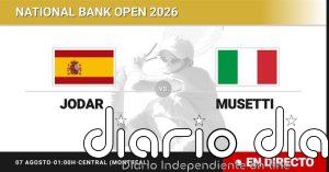 Rafael Jodar - Lorenzo Musetti, en directo hoy: sigue el partido de National Bank Open