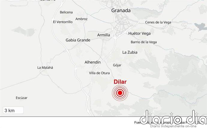 Registrado un nuevo sismo, de magnitud 3,4, con epicentro en el municipio granadino de Dílar
