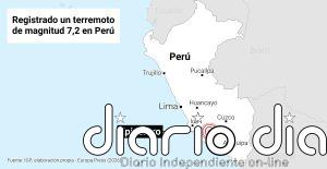 Registrado un terremoto de magnitud 7,2 en el sur de Perú