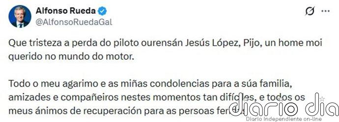 Rueda lamenta la pérdida del piloto ourensano Jesús López: "Era un hombre muy querido en el mundo del motor"