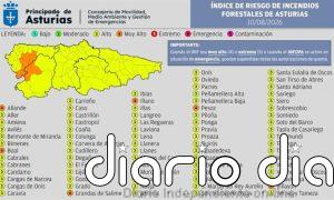 Seis concejos del suroccidente asturiano, en riesgo 'muy alto' de incendio forestal este lunes