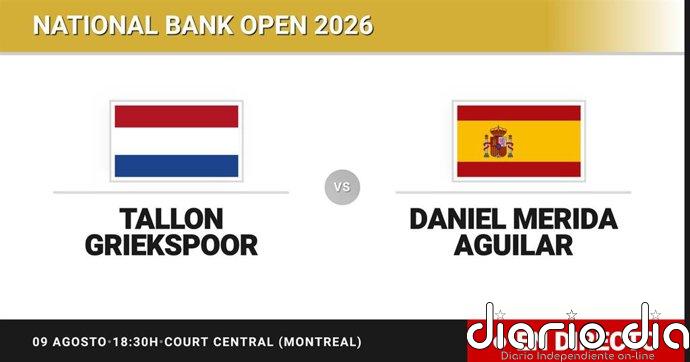 Tallon Griekspoor - Daniel Merida Aguilar, en directo hoy: sigue el partido de National Bank Open