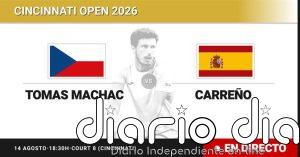 Tomas Machac - Pablo Carreno Busta, en directo hoy: sigue el partido de Cincinnati Open