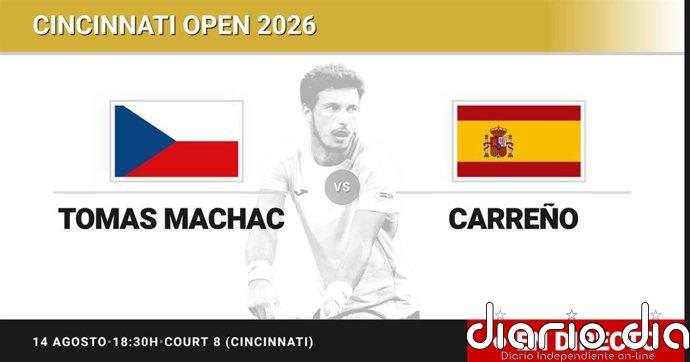 Tomas Machac - Pablo Carreno Busta, en directo hoy: sigue el partido de Cincinnati Open