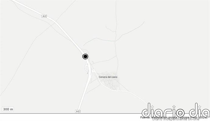 Un choque en cadena con seis vehículos en la A-3 a su paso por Cervera se salda con una mujer herida leve